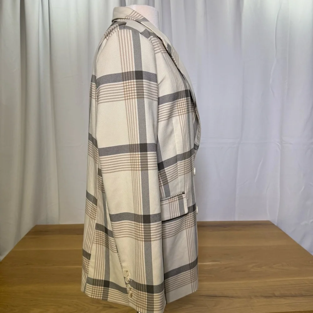Maison d'Amélie Paris oversized light blazer neutral Check Plaid Double Breasted